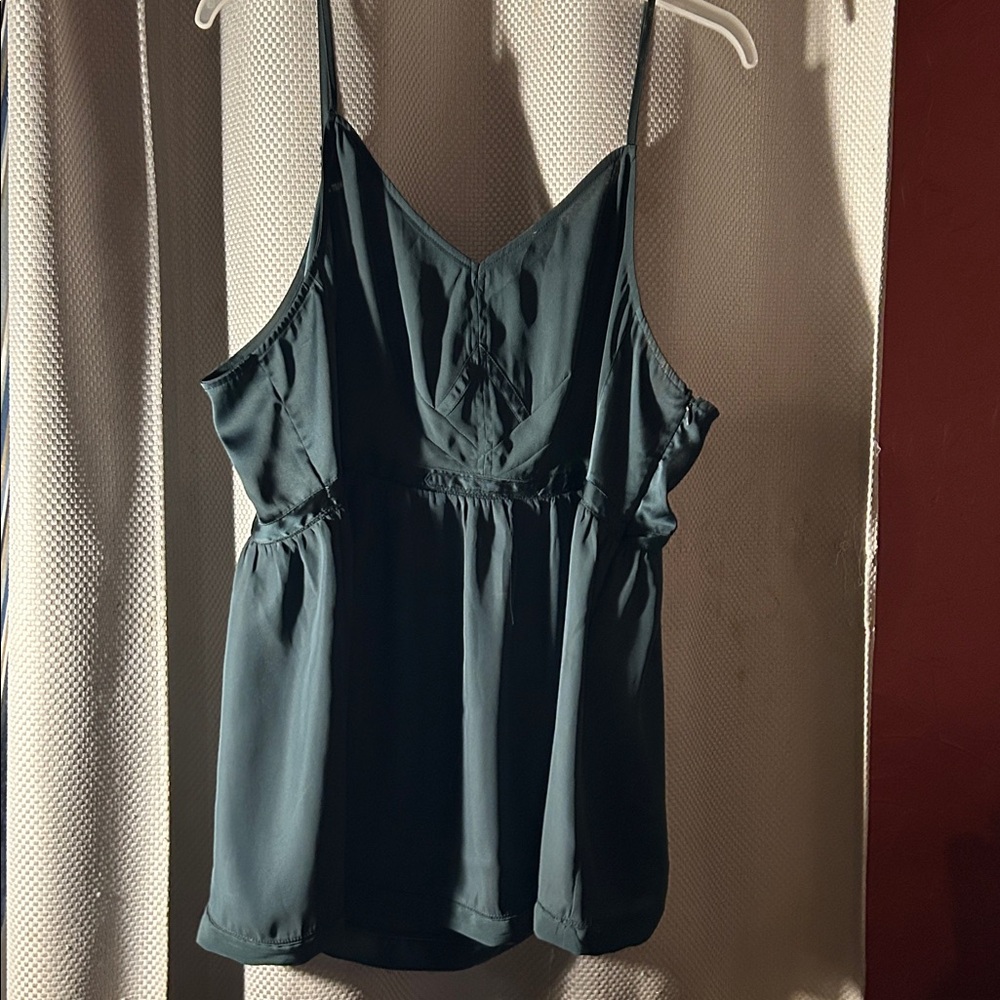 Silky Deep Green Spaghetti Strap Slip Top